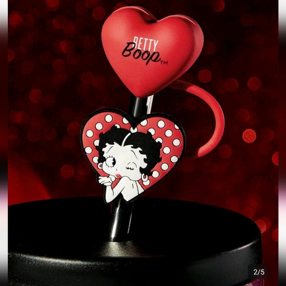 NWT Betty Boop Reusable Straw Topper Or Cover Cap